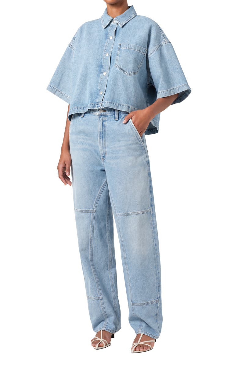 AGOLDE Rona Boxy Crop Denim Shirt, Alternate, color,