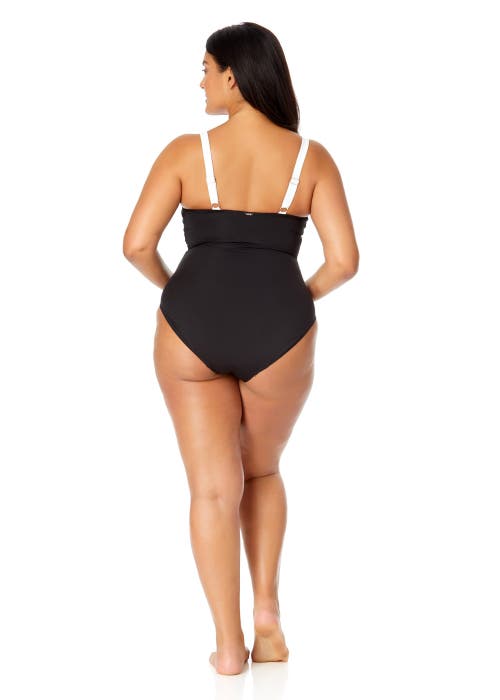 Shop Anne Cole Plus Plus Mesh Around Mesh Insert One Piece Swimsuit In Black