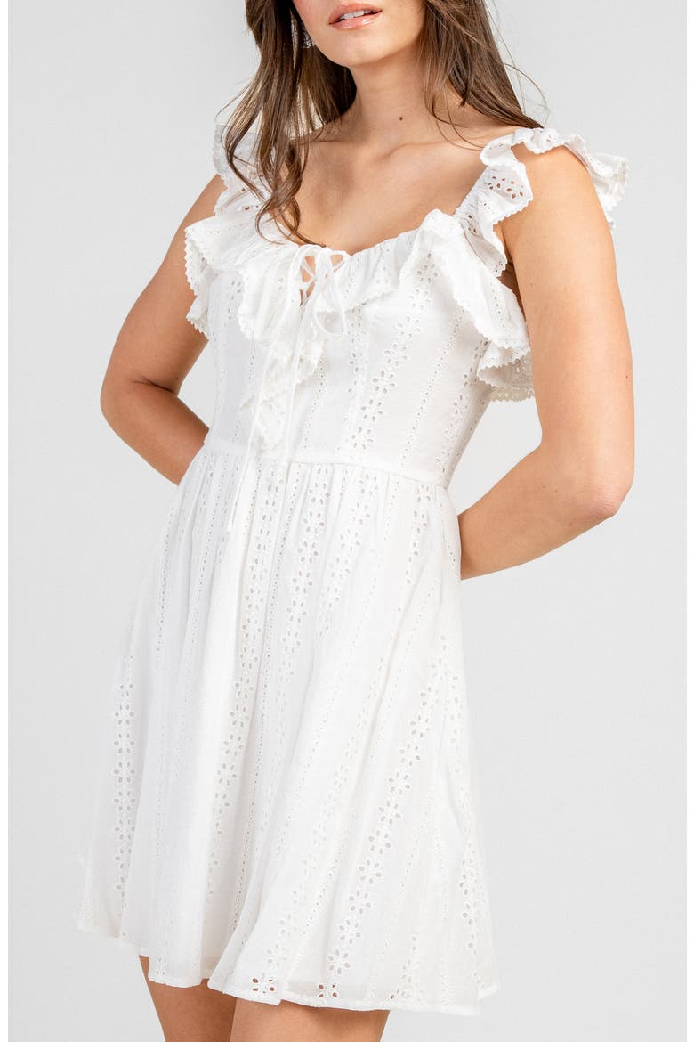 Eyelet Lawn Short Dress, Alternate, color, WHITE