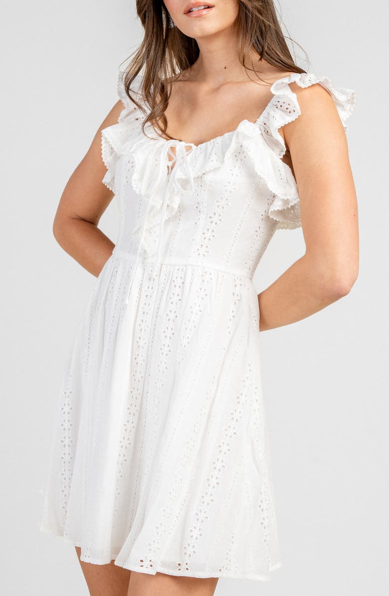 Beivy Eyelet Lawn Short Dress, Alternate, color, White