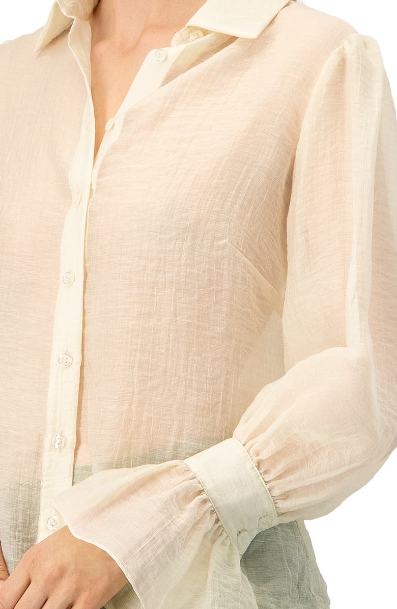 IVONNE See-Through Long Sleeve Shirt With Wide Cuffs, Alternate, color, Ivory