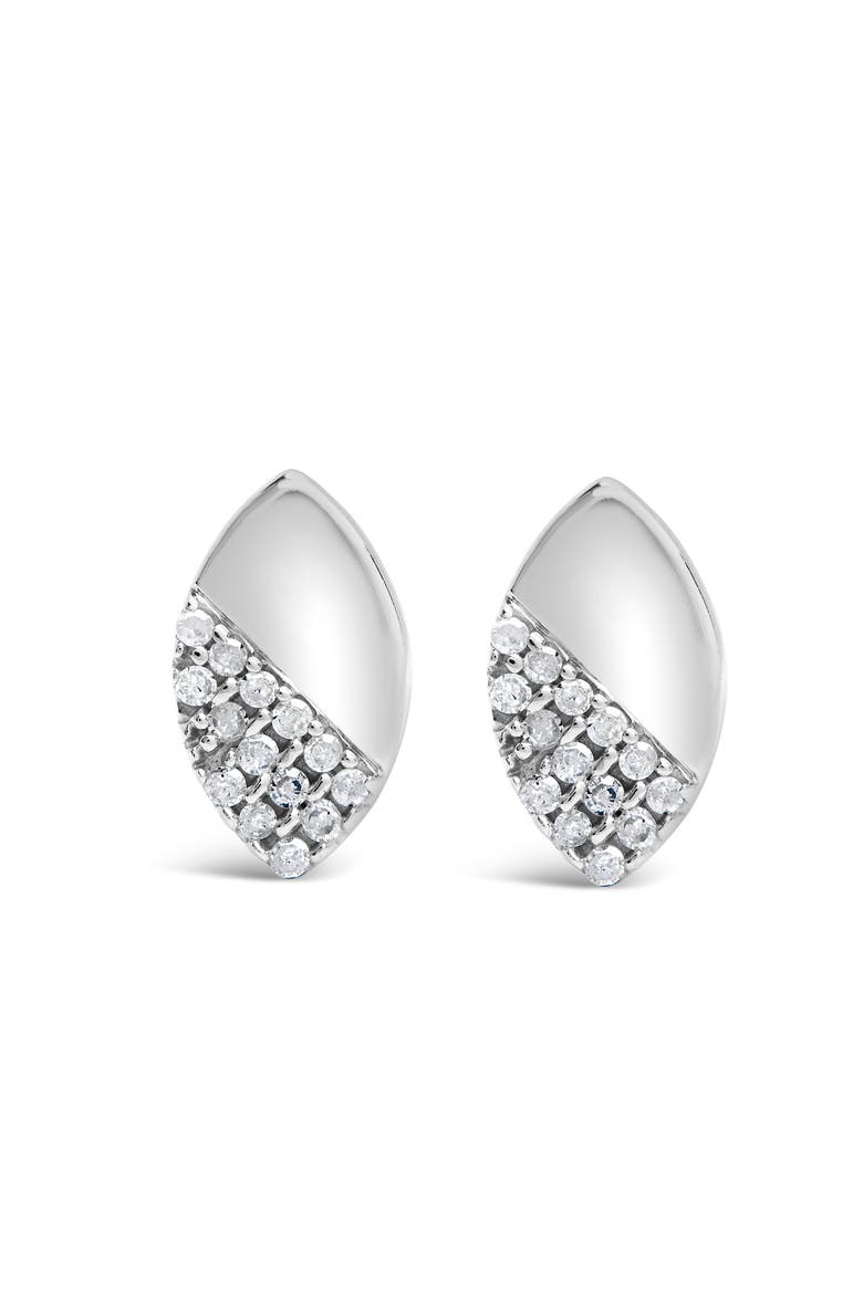 Silver 1/6 Ct Diamond and Mirror Polish Pear Shape Stud Earrings, Main, color, White