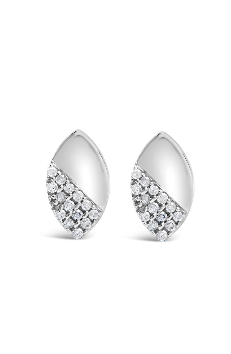 Haus of Brilliance Silver 1/6 Ct Diamond and Mirror Polish Pear Shape Stud Earrings, Main, color, White