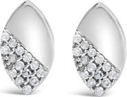 Haus of Brilliance Silver 1/6 Ct Diamond and Mirror Polish Pear Shape Stud Earrings