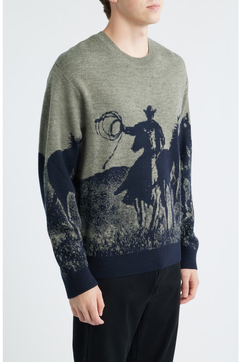 Spirit of the Plains Crewneck Sweater, Alternate, color, CHARCOAL