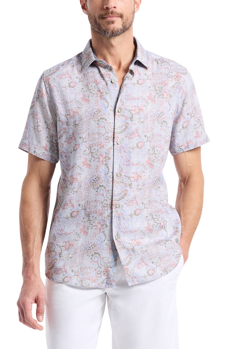 Robert Graham Windsong Floral Paisley Short Sleeve Button-Up Shirt, Main, color, 