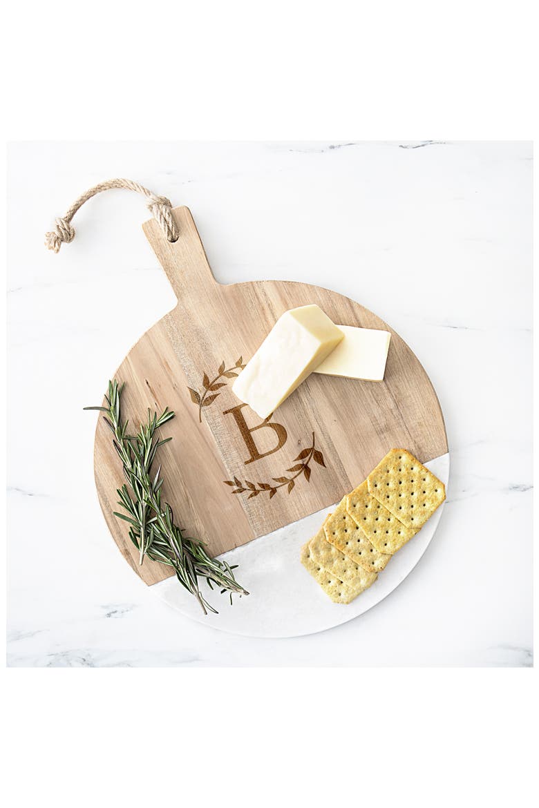 Monogram Acacia & Marble Cutting Board, Alternate, color, BLANK