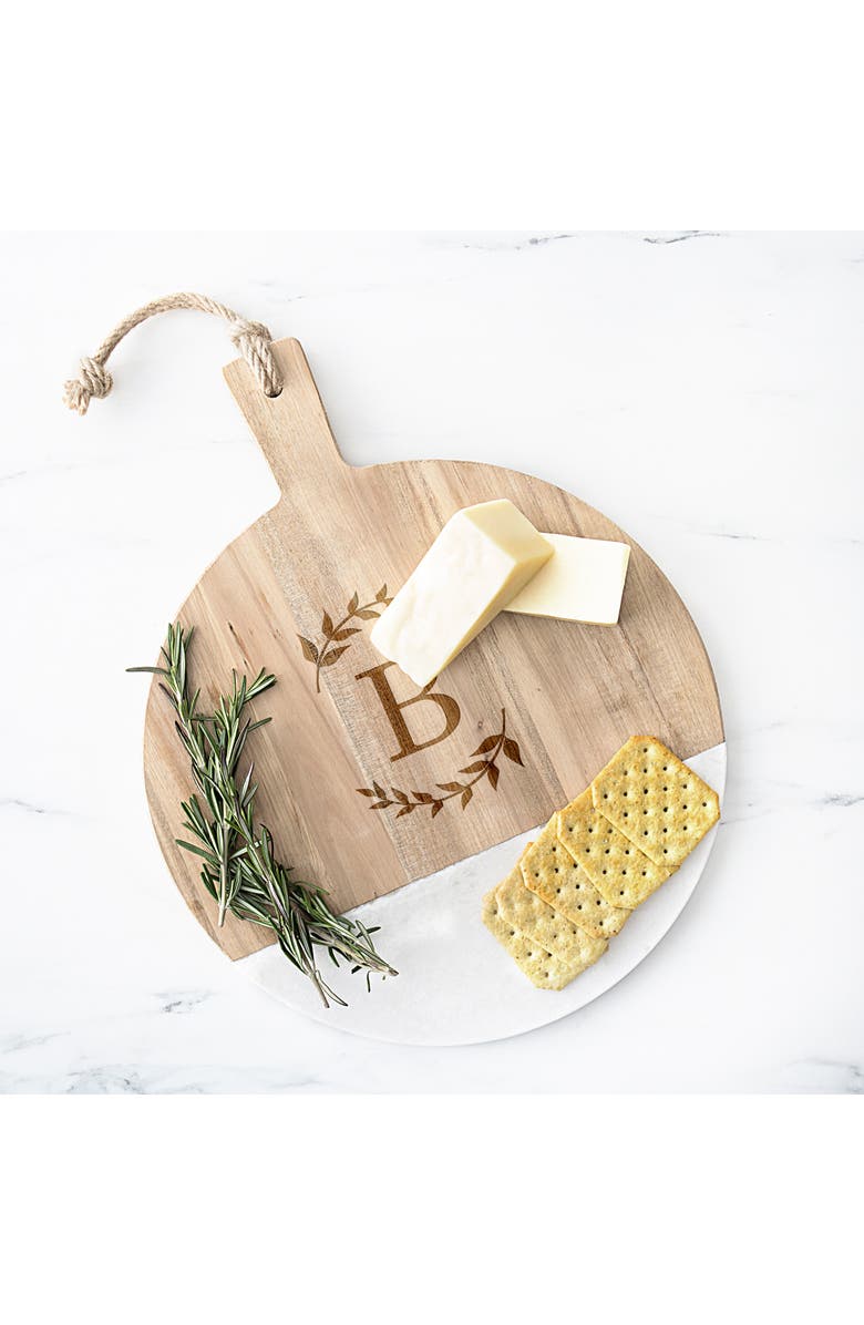 Cathy's Concepts Monogram Acacia & Marble Cutting Board, Alternate, color,