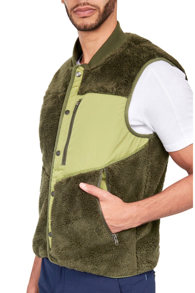 Solid Fuzzy Vest, Alternate, color, GREEN