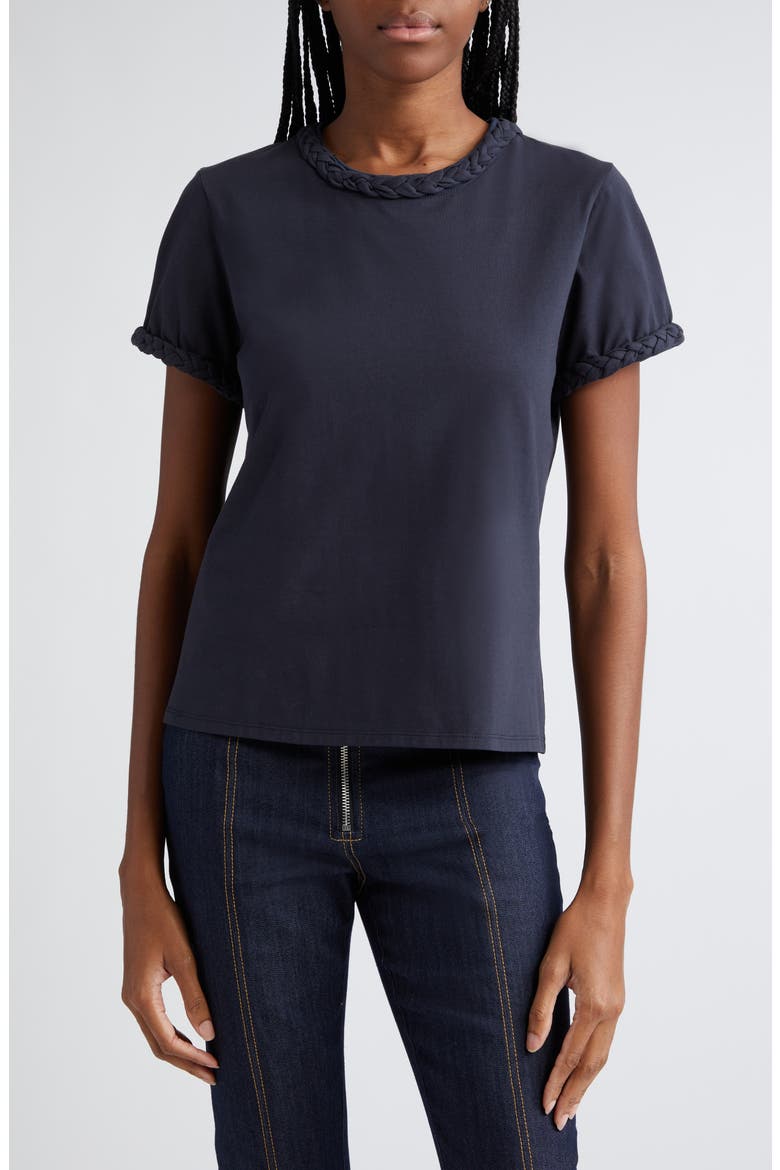Braided Trim T-Shirt, Main, color, NAVY