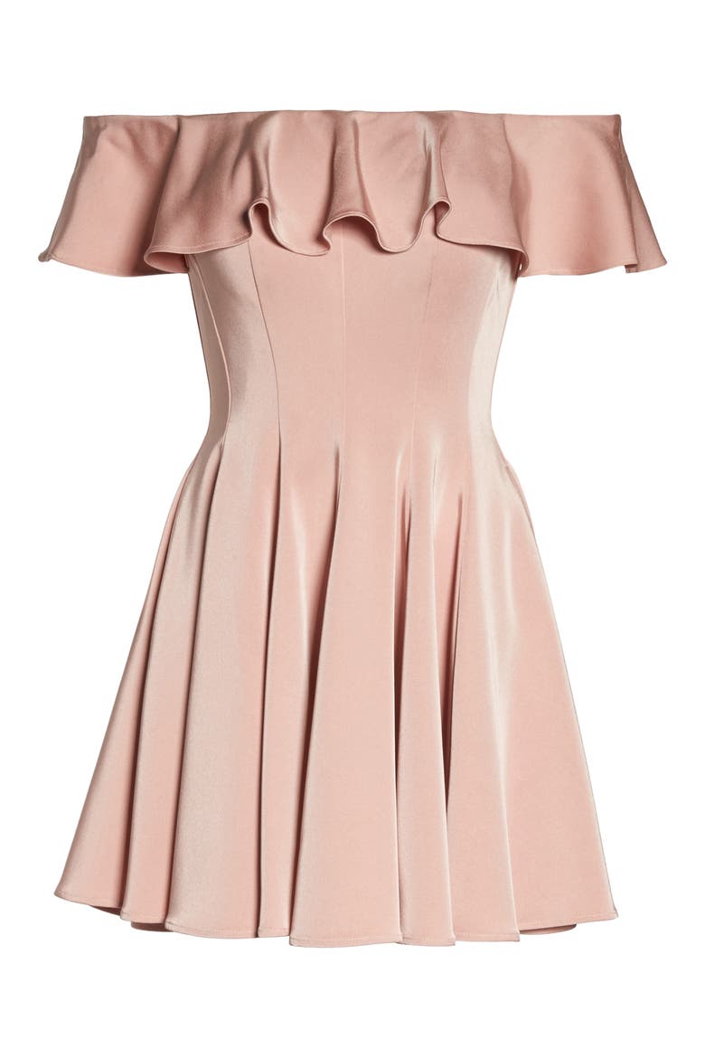 Ruffle Off the Shoulder Fit & Flare Dress, Alternate, color, BLUSH