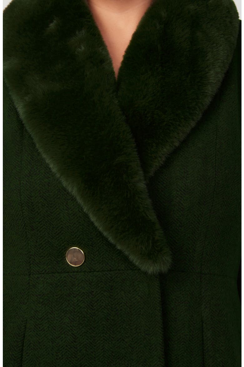 Grammy Coat with Faux Fur Collar, Alternate, color, OLIVE