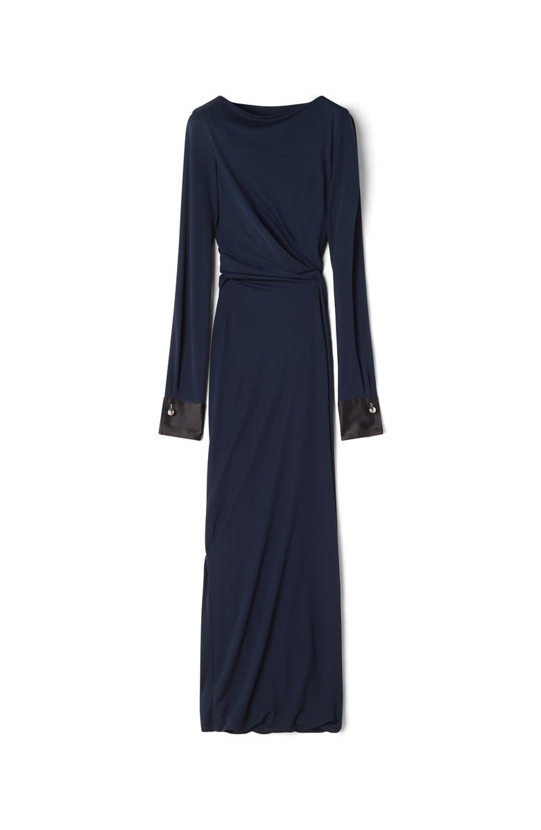 Lanvin Draped Dress In Crepe Jersey, Alternate, color, Navy Blue