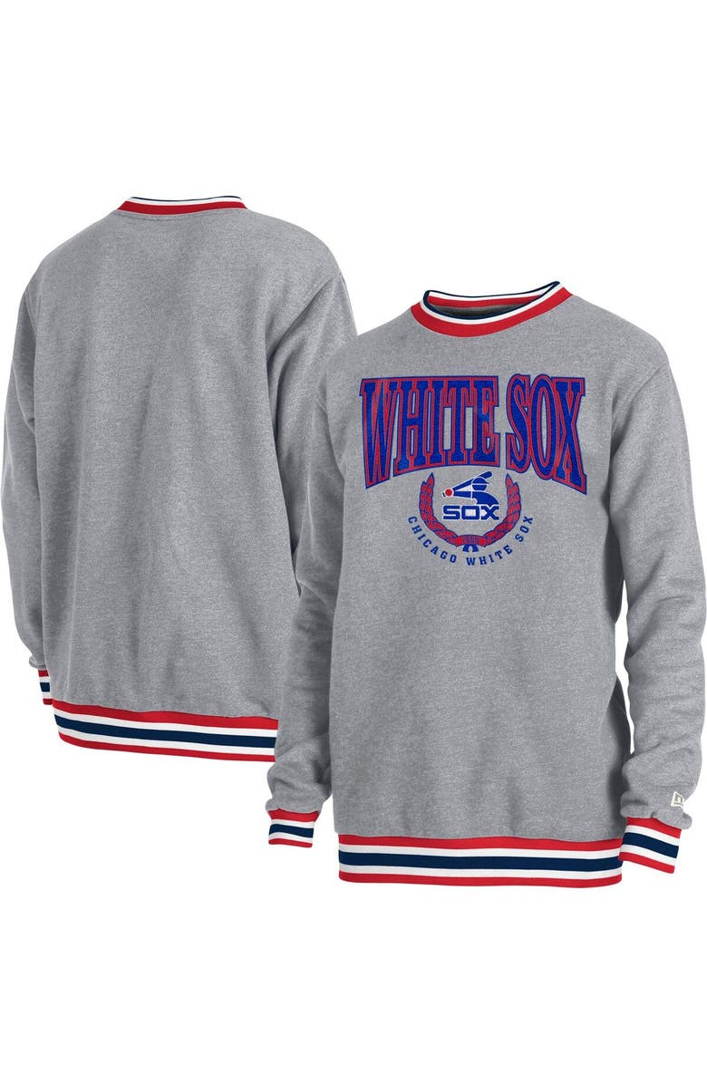 New Era Men's New Era Heather Gray Chicago White Sox Throwback Classic Pullover Sweatshirt, Main, color, Heather Gray