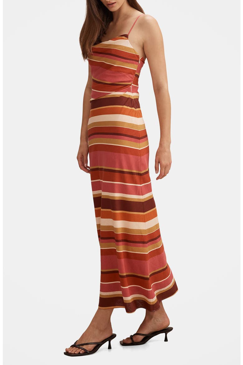 Zoe Stripe Sleeveless Linen Blend Midi Dress, Alternate, color, REESE STRIPE