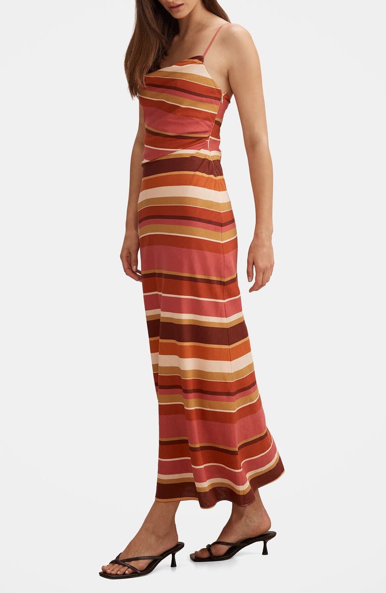 Ever New Zoe Stripe Sleeveless Linen Blend Midi Dress, Alternate, color, Reese Stripe