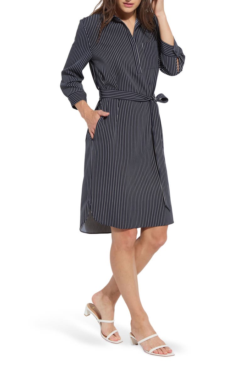 Stripe Popover Shirtdress, Alternate, color, MARINE PINSTRIPE