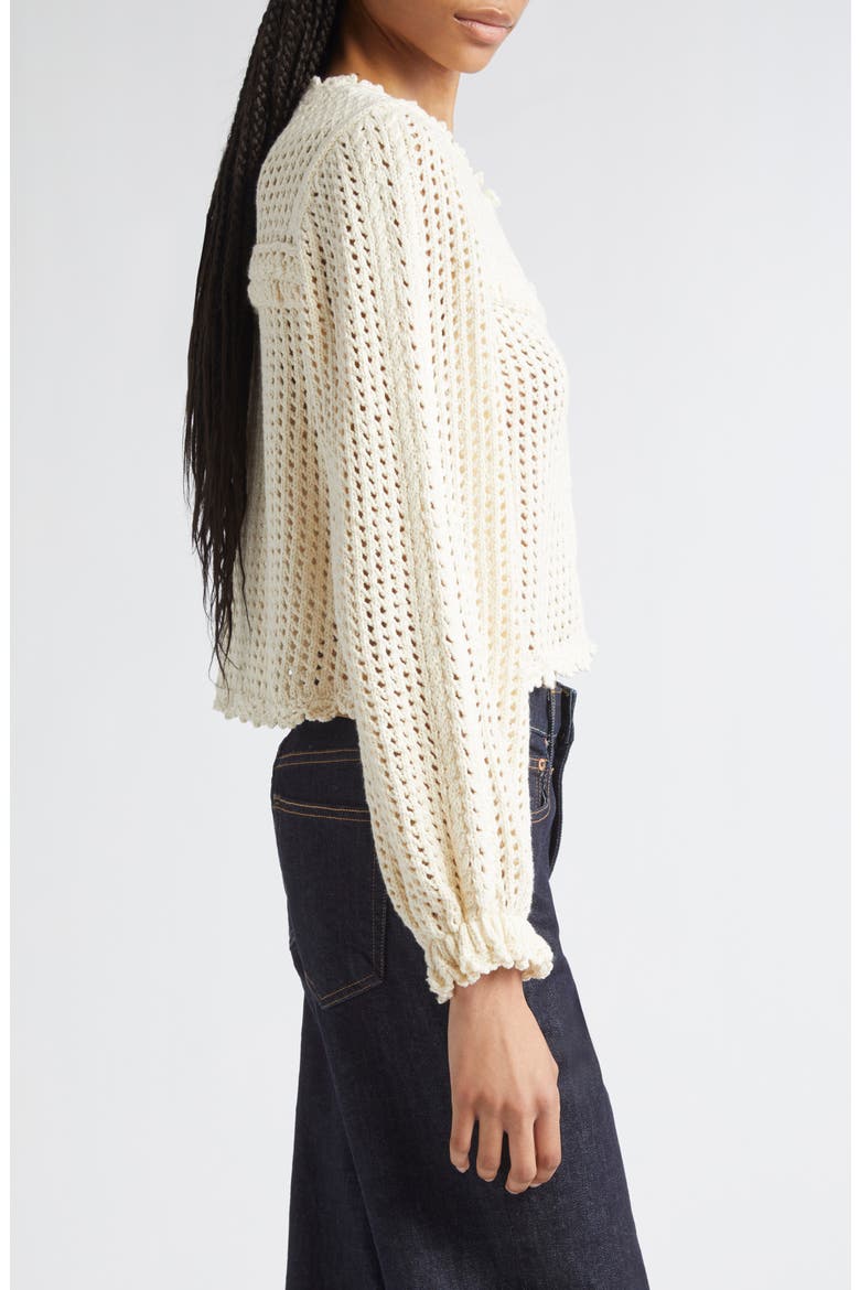 Ione Open Stitch Crop Cardigan, Alternate, color, IVORY