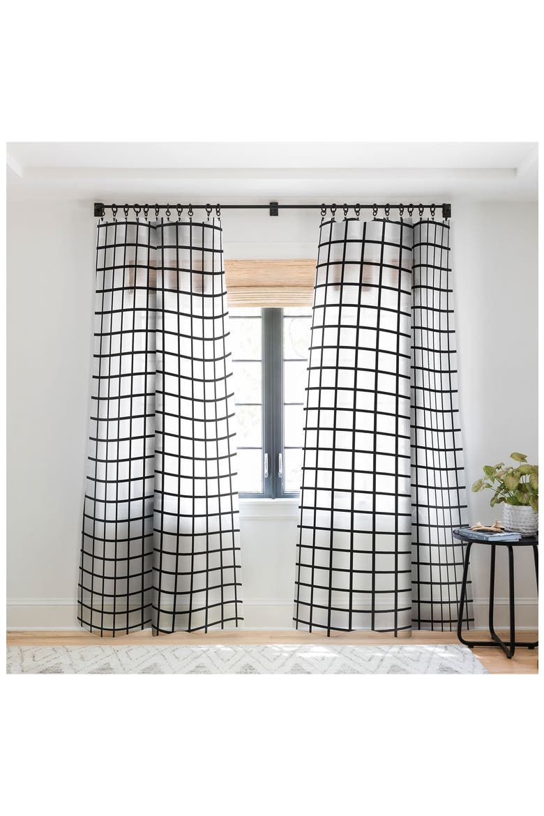 Monochrome Grid Sheer Window Panel, Main, color, WHITE
