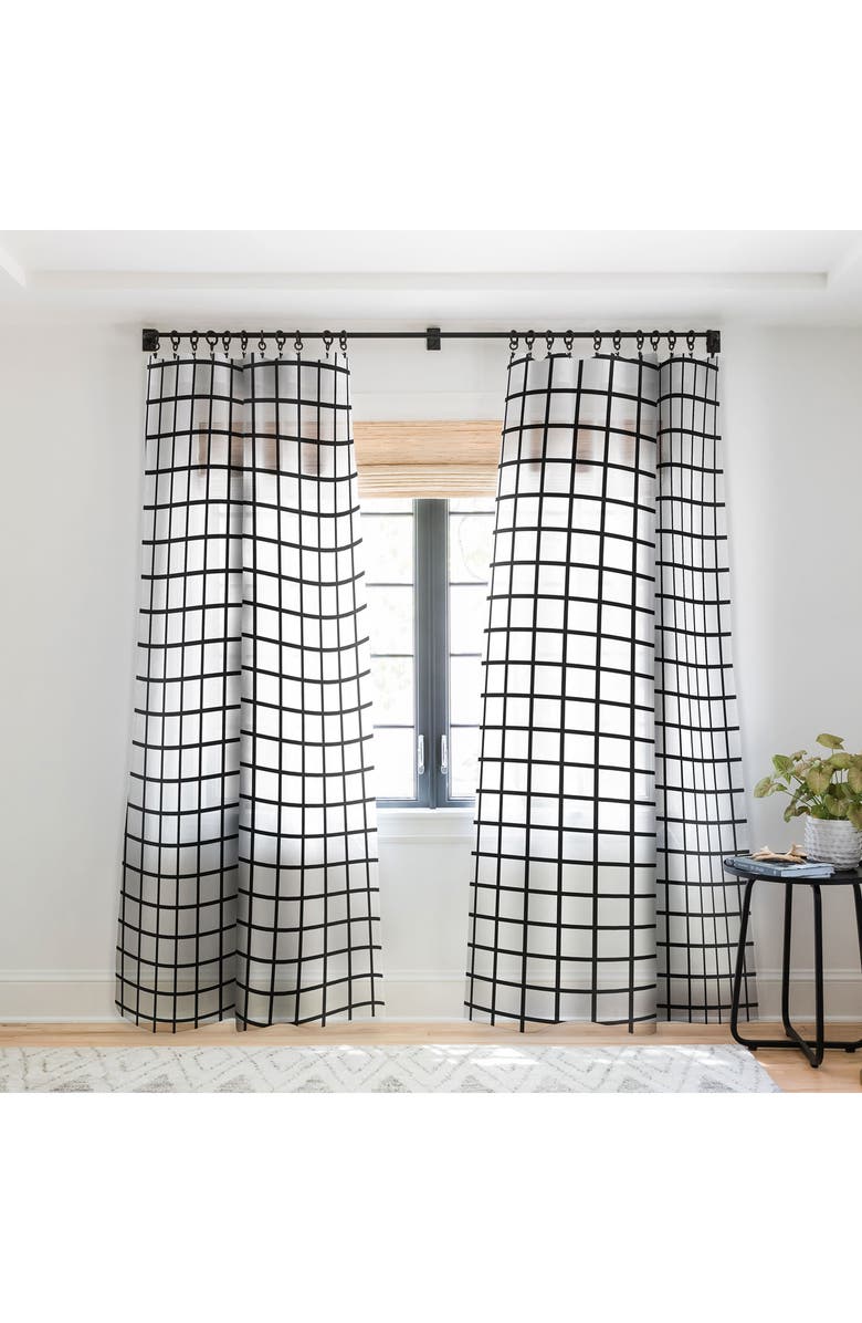 Deny Designs Monochrome Grid Sheer Window Panel, Main, color, 
