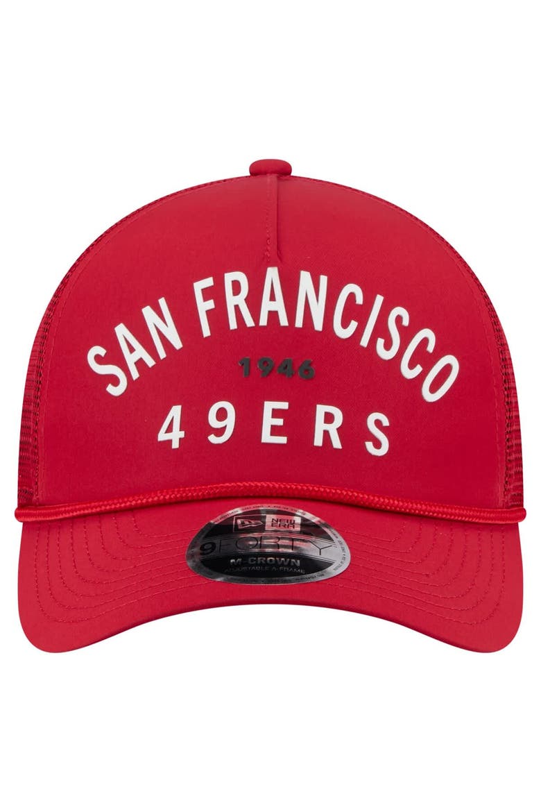 Men's New Era  Scarlet San Francisco 49ers Active Minimalist M-Crown A-Frame 9FORTY Adjustable Hat, Alternate, color, Scarlet