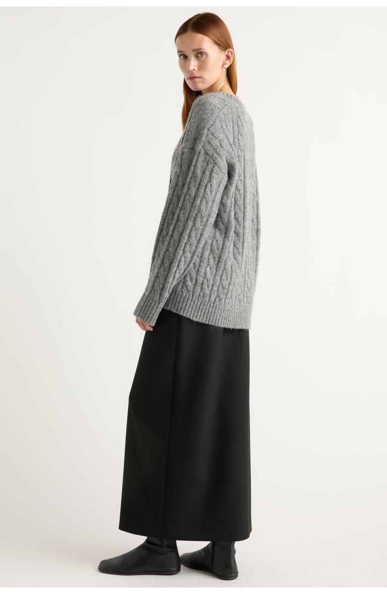 Modern Citizen Hikari Asymmetric Cable Knit Cardigan, Alternate, color, Heather Charcoal