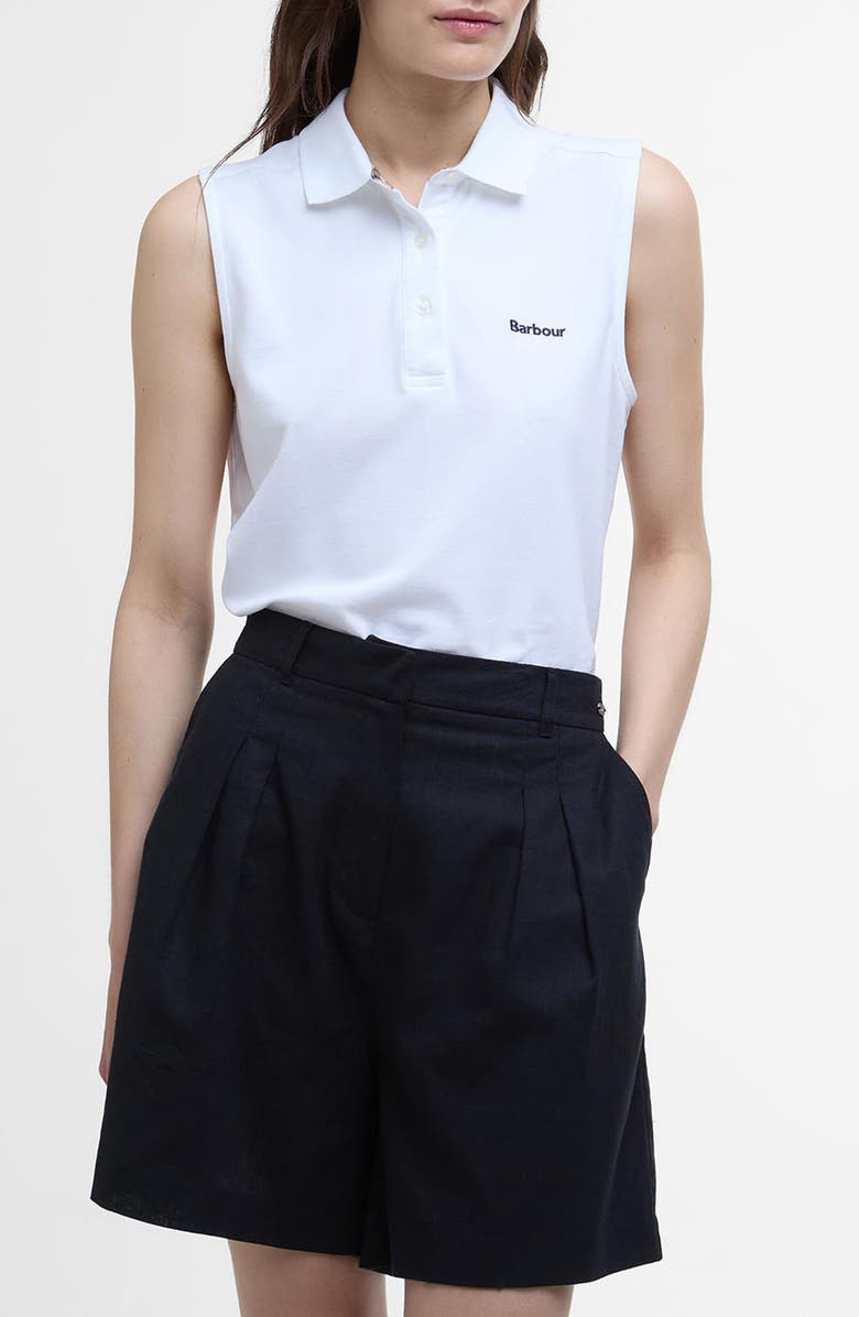 Barbour Bowford Sleeveless Cotton Polo Shirt, Main, color, White