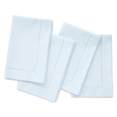 Cotton Linen Hemstitch Dinner Napkins Set of 4, 20 x 20 Inch for Dining Table, Holiday and Everyday Table Decor