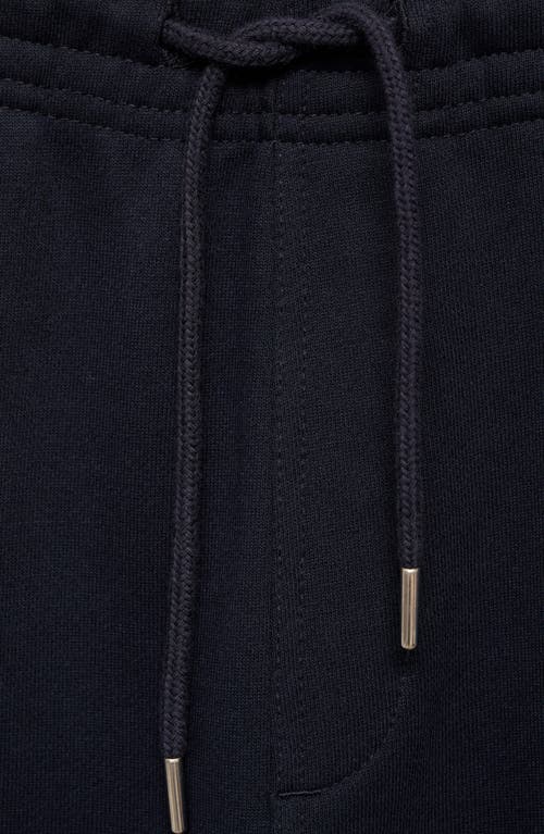 Mango Elastic Waist Cotton Blend Joggers In Dark Navy