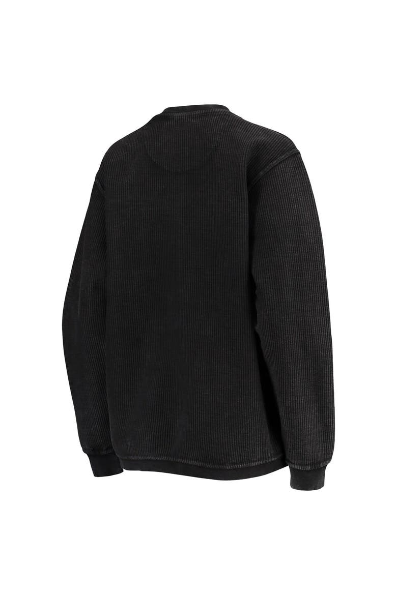 Women's Pressbox Black Texas Longhorns Comfy Cord Vintage Wash Basic Arch Pullover Sweatshirt, Alternate, color, Black