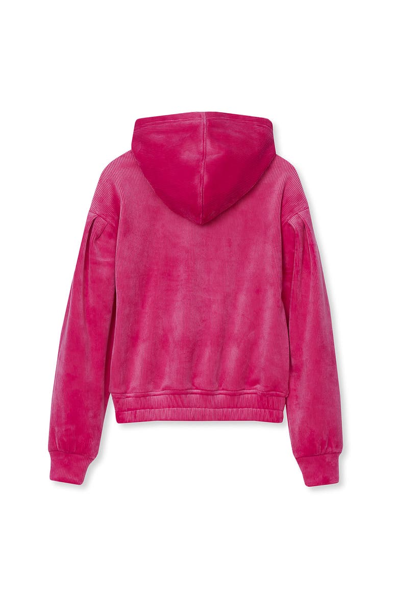 Girls Plush Pullover Hoodie, Alternate, color, Heart/Rose Violet