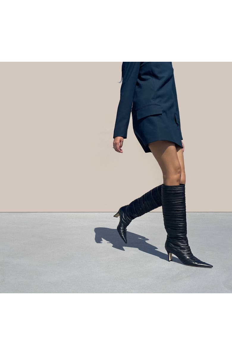 Neil J. Rodgers Plisse Knee Boot, Alternate, color, Black Nappa