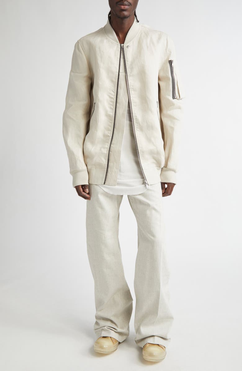Rick Owens Hollywood Classic Linen Twill Flight Jacket, Alternate, color, 
