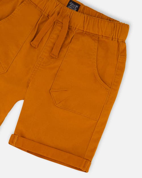 Deux Par Deux Little Boy's Stretch Twill Short Vibrant Orange In Vibrant Orange