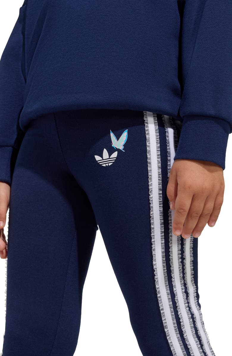 adidas x Disney Alice in Wonderland Kids
 Crewneck Sweatshirt 
Flare Leggings Set, Alternate, color, Night Indigo