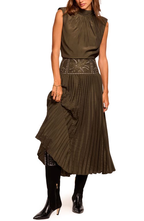 Ramy Brook Kimberly Embellished Pleated Midi Dress In Green