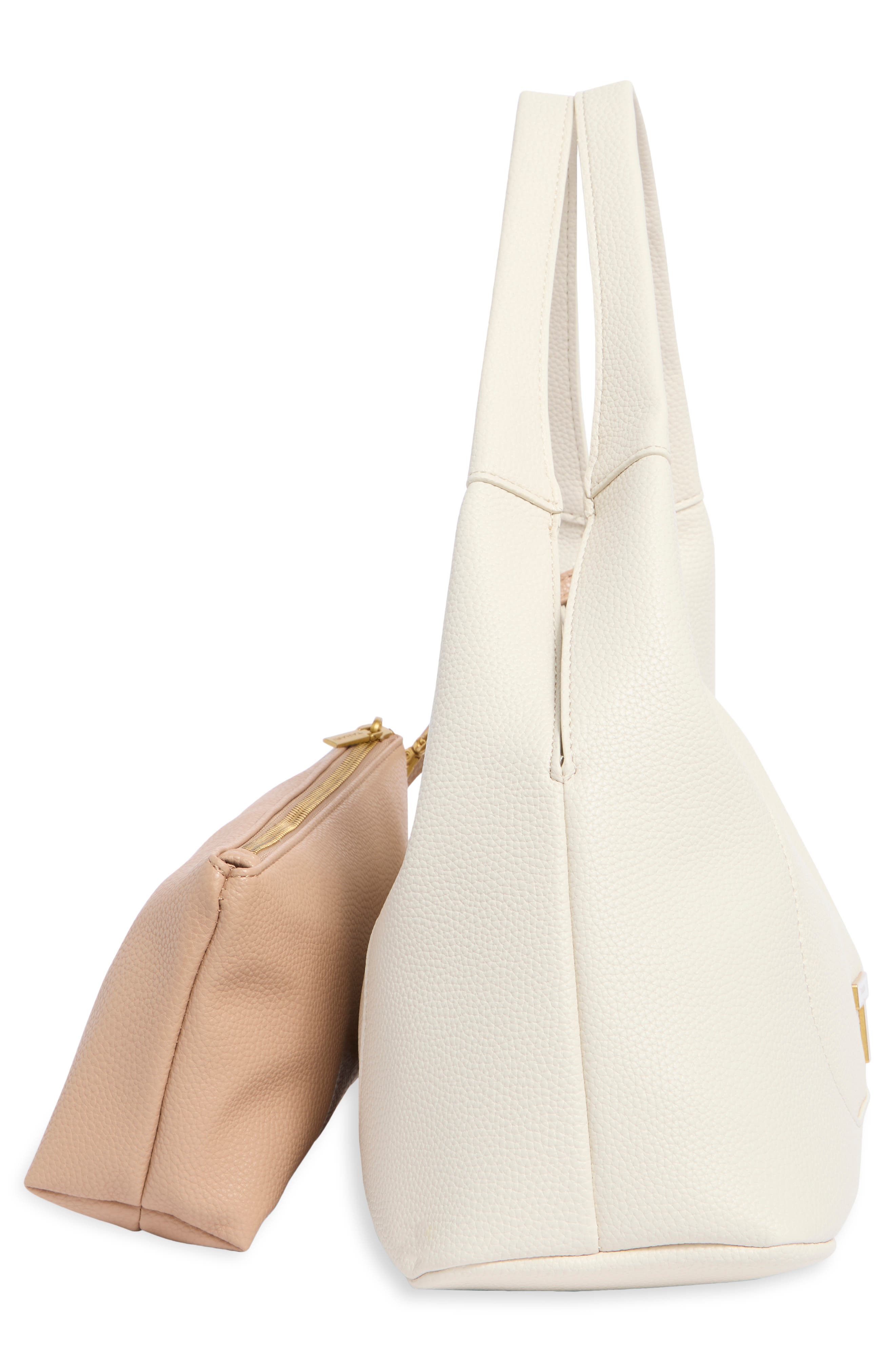 T Tahari Evonne Shoulder Bag with Pouch, Alternate, color, Eggshell