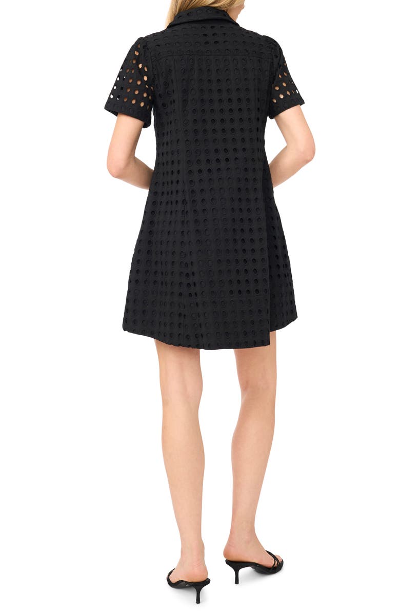 CeCe Cotton Eyelet Mini Shirtdress, Alternate, color, Rich Black