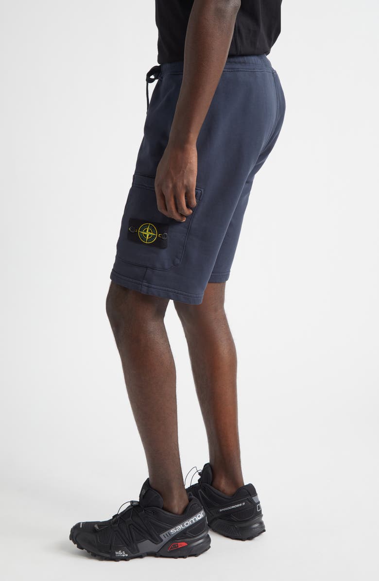 Stone Island Cotton Fleece Cargo Bermuda Shorts, Alternate, color, V0020 Navy Blue