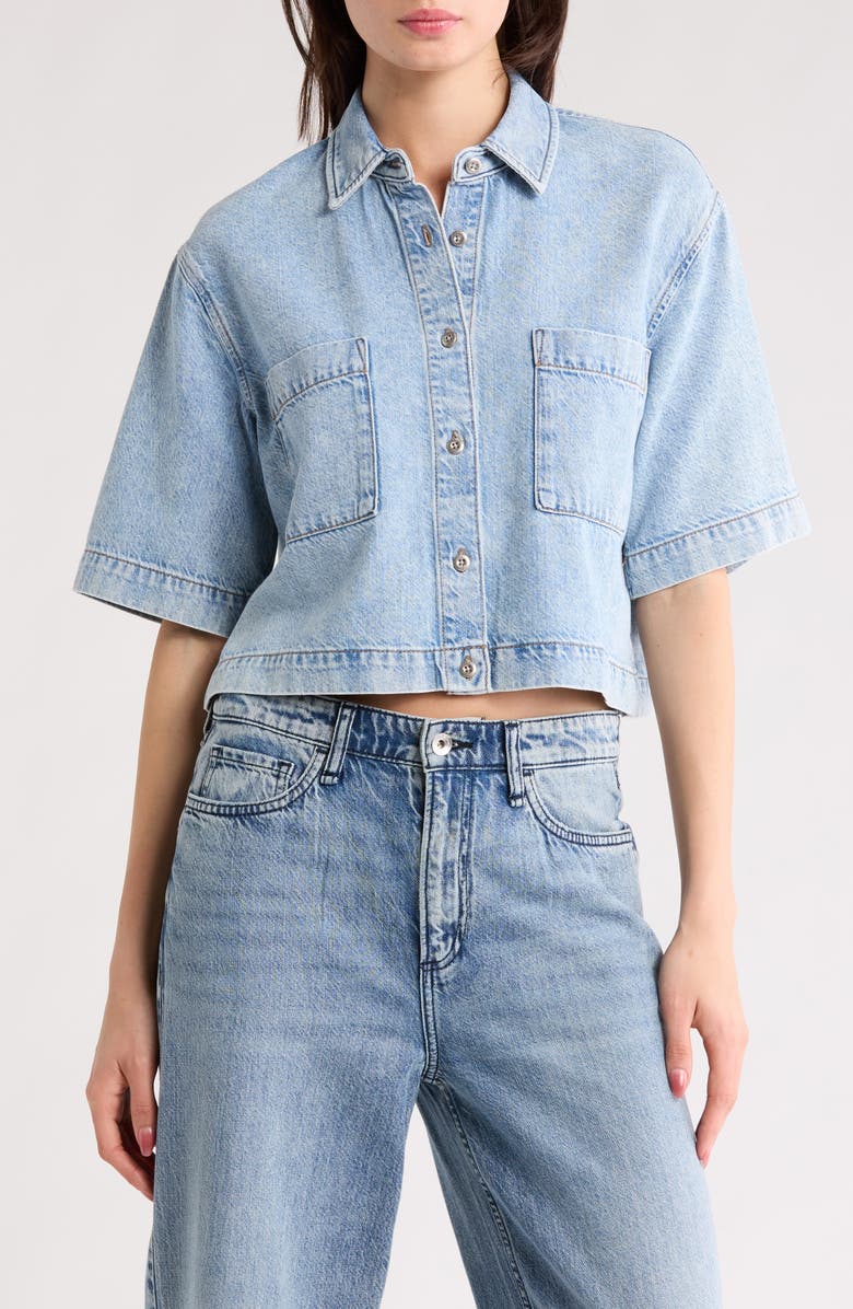 rag & bone Lana Crop Denim Button-Up Shirt, Main, color,