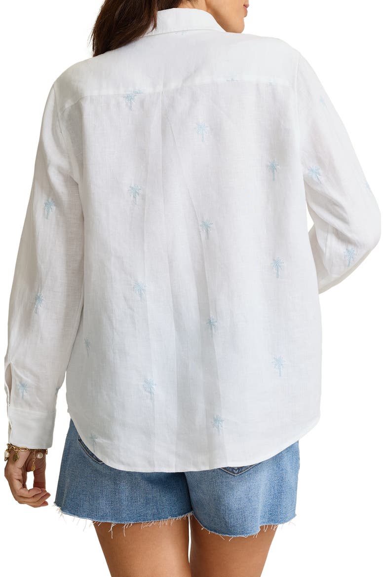 Relaxed Palm Tree Embroidered Linen Button-Up Shirt, Alternate, color, LINEN SKY