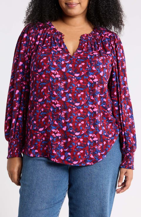 Abstract Smocked Top