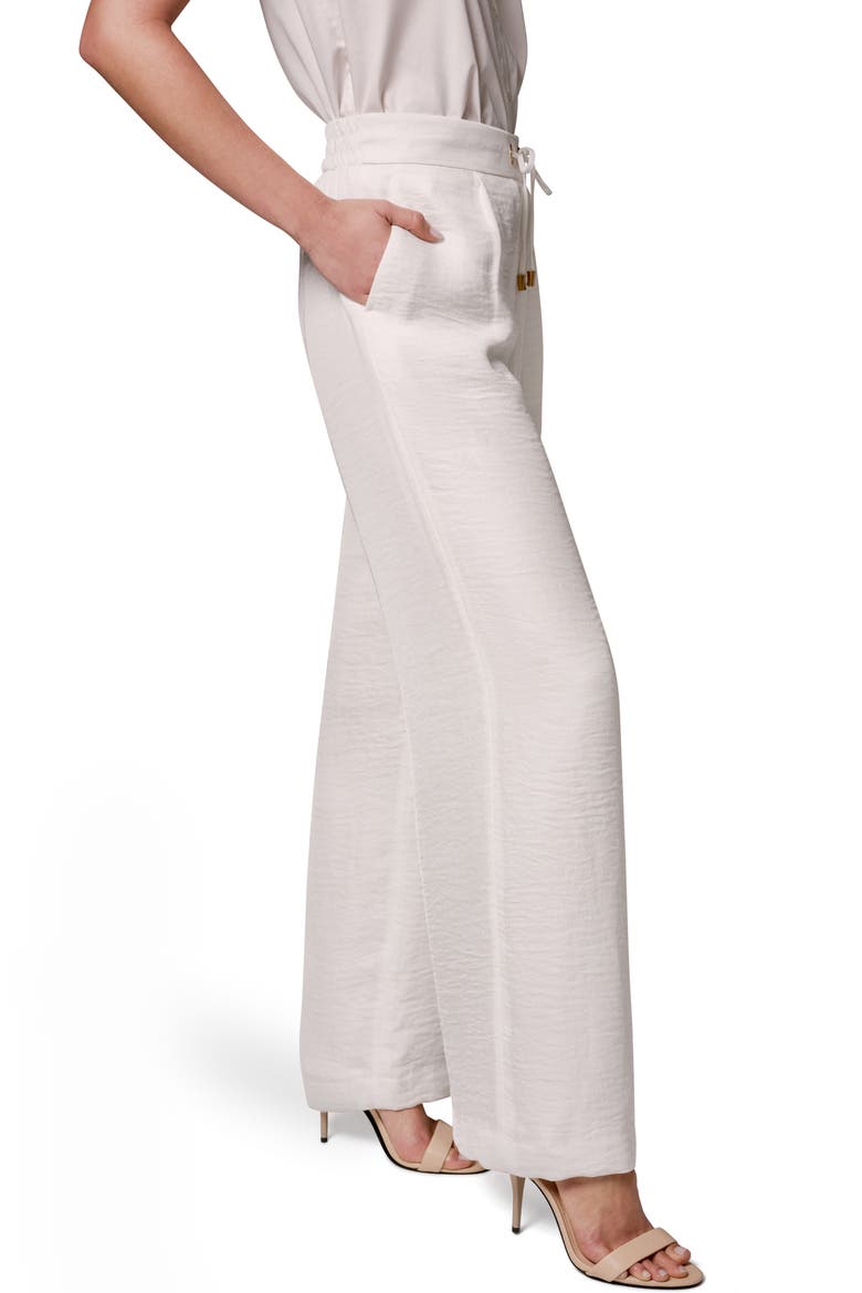 Crinkle Tie Waist Wide Leg Pants, Alternate, color, CREAM