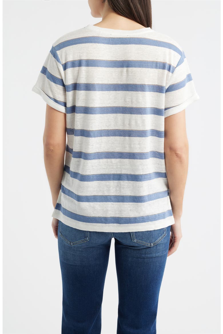 Kendall Stripe Linen T-Shirt, Alternate, color, BLUE/ IVORY