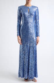 ST. JOHN Stretch Paillette Long Sleeve Gown