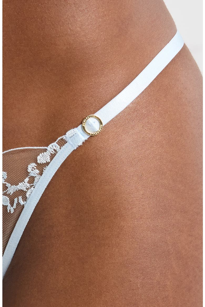 Marisa Embroidered Mesh Thong, Alternate, color, ICE WATER BLUE/ SHEER