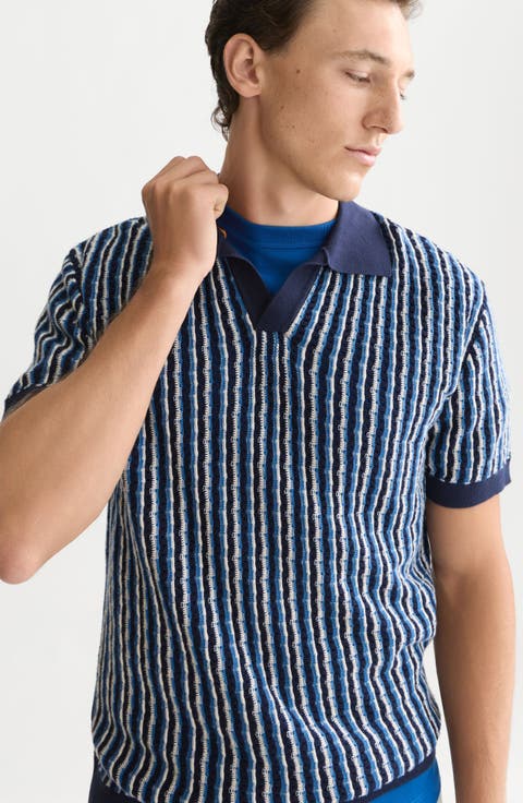 Dropped Shoulder Cotton Stripe Polo