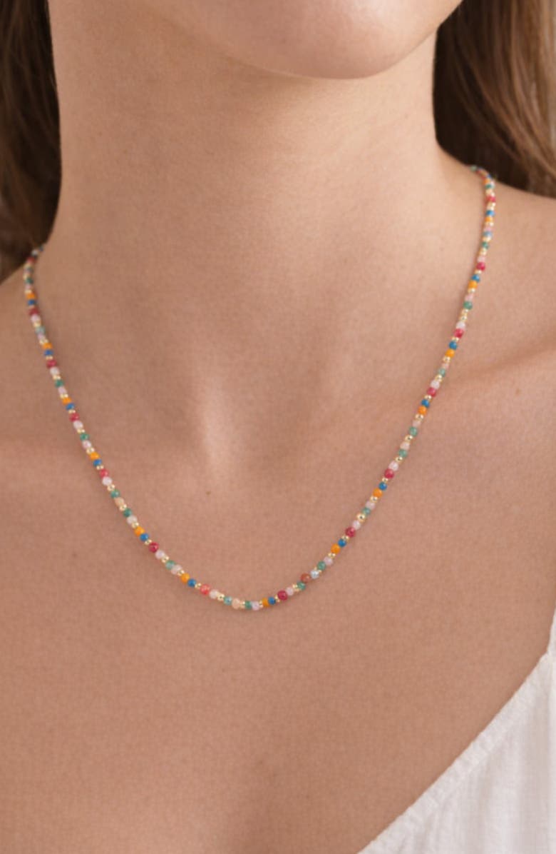 Argento Vivo Sterling Silver Multicolor Beaded Necklace, Alternate, color, Gold