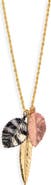 Kenneth Jay Lane Tri-Tone Leaf Pendant Necklace
