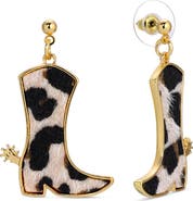 EYE CANDY LOS ANGELES Faux Calf Hair Cowgirl Boot Drop Earrings